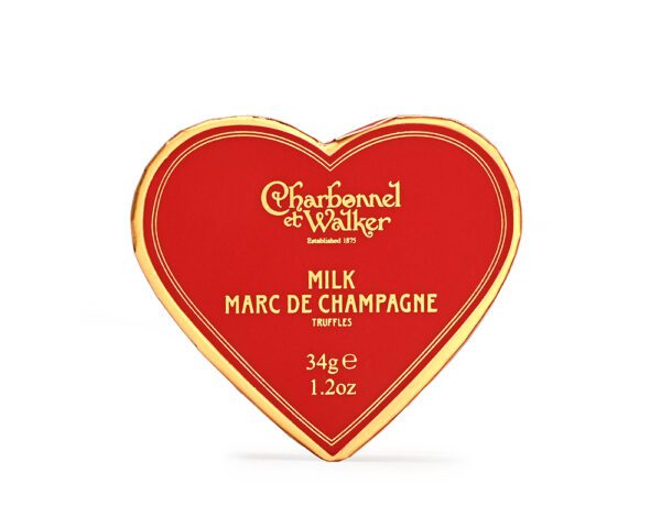 Milk Marc De Champagne Chocolate Truffles - Red Mini Heart - Image 2