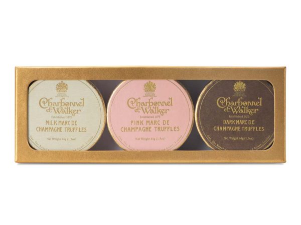 Dark, Milk and Pink Marc de Champagne Mini Truffle Trio Gift Set