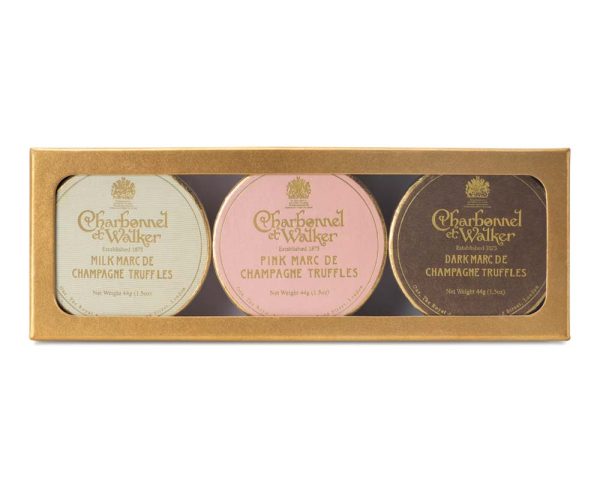 Dark, Milk and Pink Marc de Champagne Mini Truffle Trio Gift Set