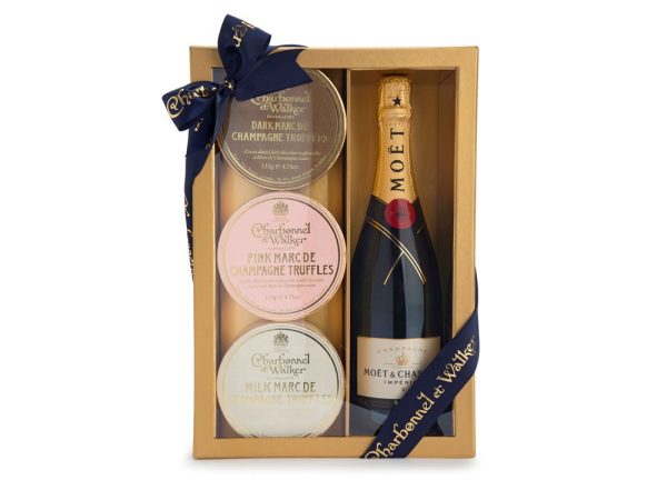 Marc de Champagne Truffle Trio & Champagne Luxury Gift Set