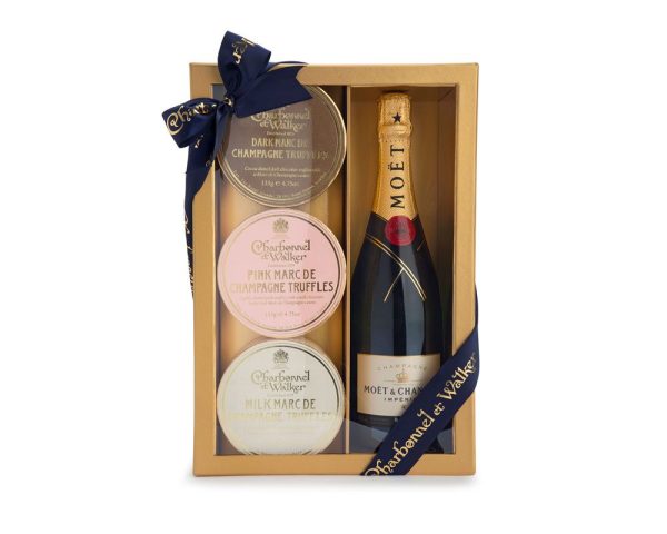 Marc de Champagne Truffle Trio & Champagne Luxury Gift Set