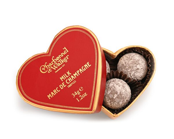 Milk Marc De Champagne Chocolate Truffles - Red Mini Heart