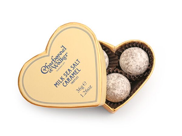 Milk Sea Salt Caramel Chocolate Truffles - Cream Mini Heart