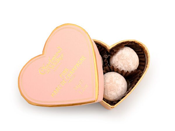 Pink Marc de Champagne Chocolate Truffles - Pink Mini Heart
