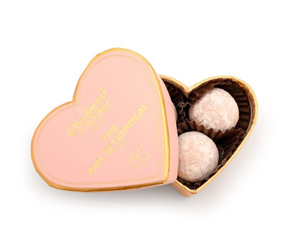 Pink Marc de Champagne Chocolate Truffles - Pink Mini Heart