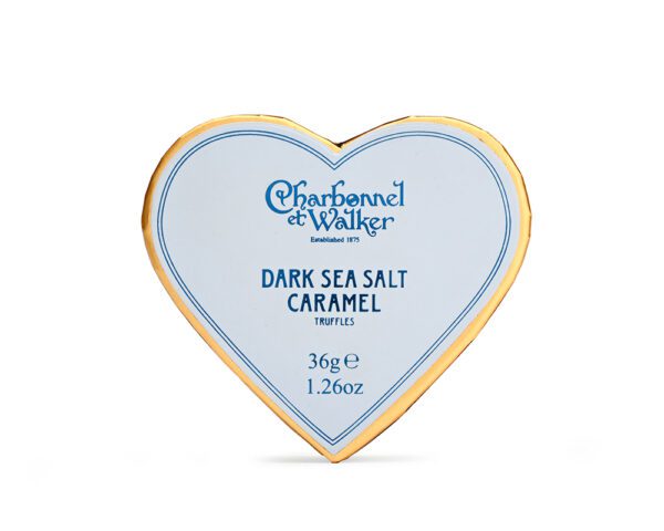 Dark Sea Salt Caramel Chocolate Truffles – Blue Mini Heart - Image 3