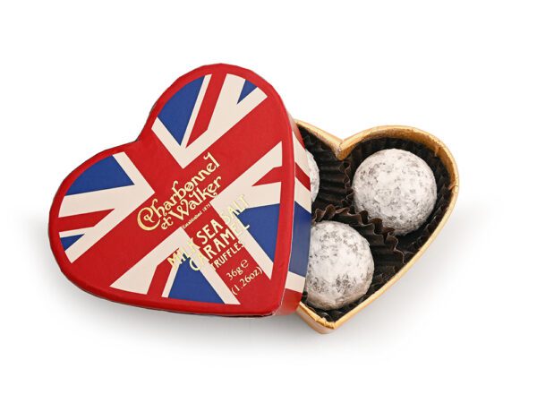 Union Jack Milk Sea Salt Caramel Chocolate Truffles Mini Heart