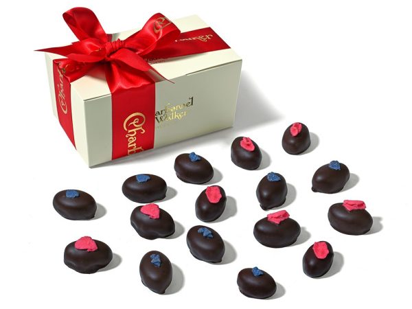 Large Rose & Violet Cream Ballotin Gift Box with Red Ribbon