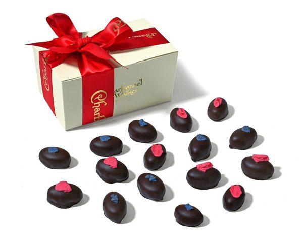 Large Rose & Violet Cream Ballotin Gift Box with Red Ribbon