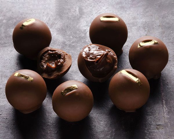 Milk Hazelnut Cream Truffles with Edible Gold Leaf - Image 3