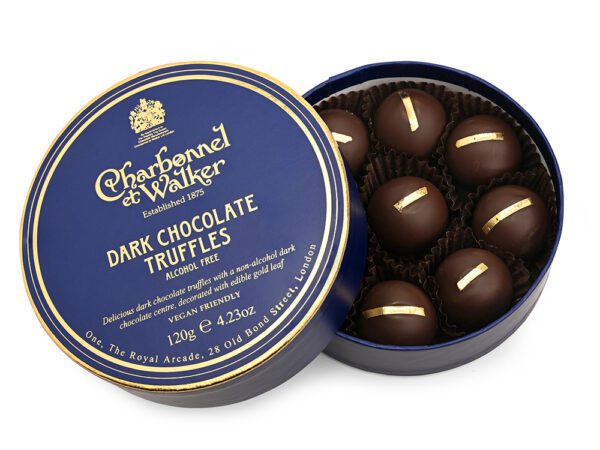 Dark Chocolate Truffles with Edible Gold Leaf - Alcohol Free